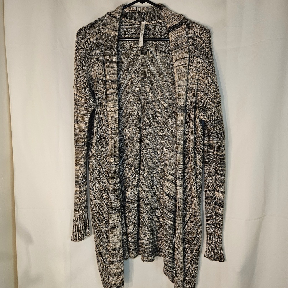 Leo & Nicole Duster Cardigan Open Knit Sweater‎ Lightweight Gray Small